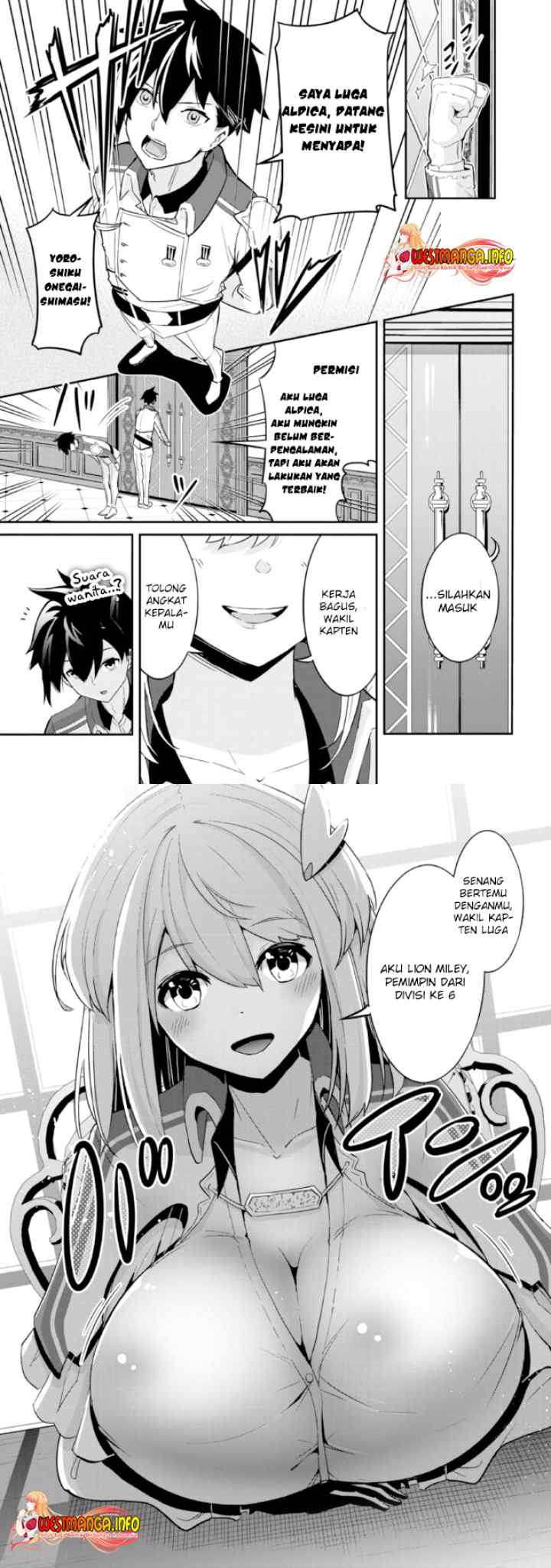 Seikishi ni Natta kedo Danchou no Oppai ga Sugosugite Kokoro ga Kiyomerarenai chapter 1.1 halaman 4