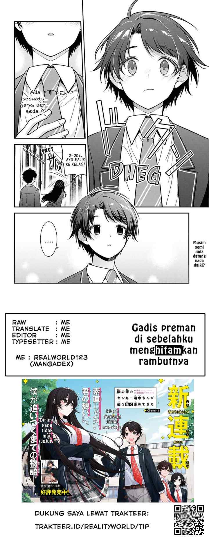 Tonari no Seki no Yankee Shimizu-san ga Kami o Kuroku Sometekita chapter 9 halaman 17
