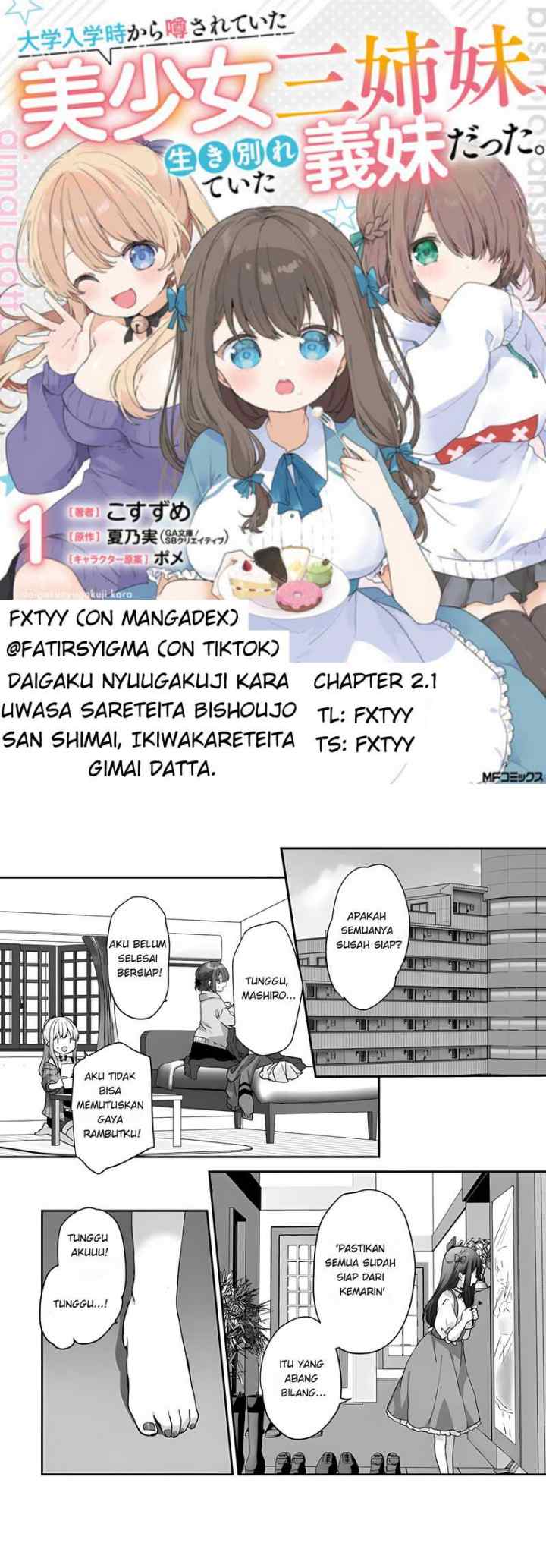 Daigaku Nyuugakuji Kara Uwasa Sareteita Bishoujo San Shimai, Ikiwakareteita Gimai Datta chapter 2.1 halaman 7