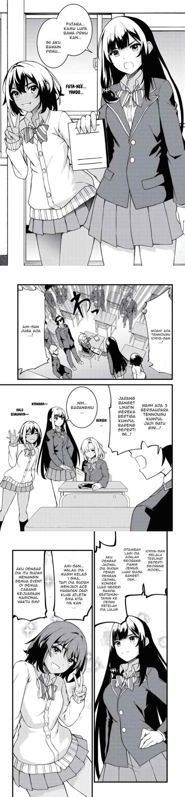 Tensai Bishoujo Sanshimai wa Isourou ni Dake Choro Kawaii chapter 1 halaman 4
