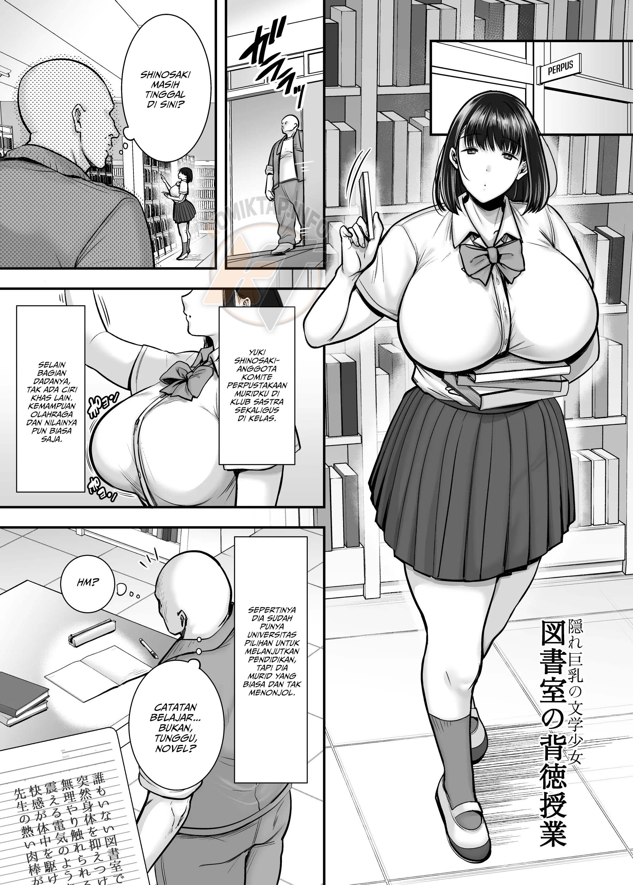 Kakure Kyonyuu no Bungaku Shoujo Toshoshitsu no Haitoku Jugyou – Girl who loves literature Chapter 1 – halaman 4