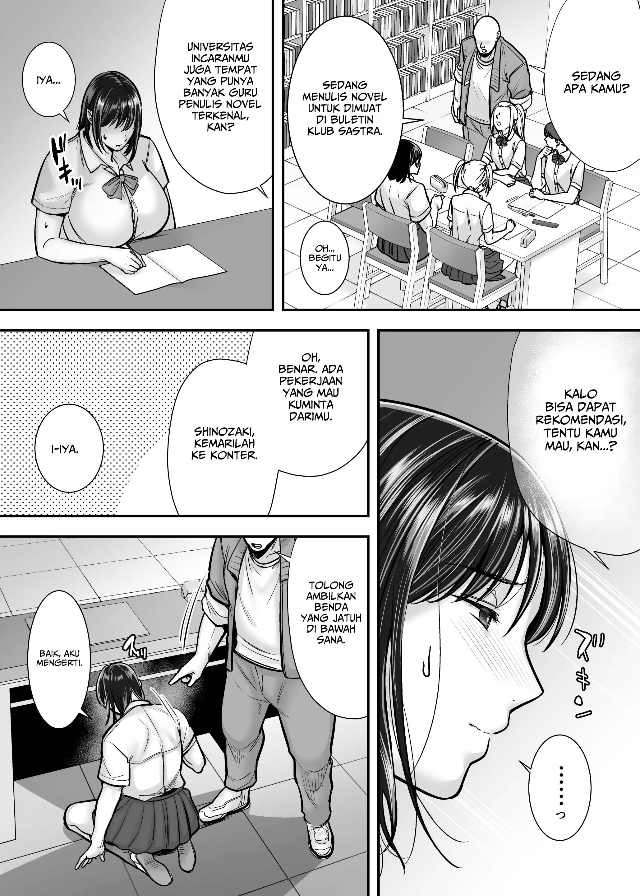 Kakure Kyonyuu no Bungaku Shoujo Toshoshitsu no Haitoku Jugyou – Girl who loves literature Chapter 1 – halaman 15